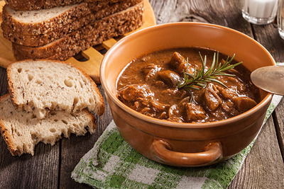 Fricandó de vedella - Catalan dish of braised beef with mushrooms