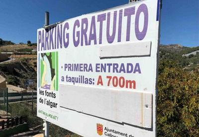 Aparcamiento en las Fuentes del Algar Dónde aparcar el coche en las Fuentes del Algar