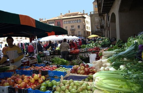Weekly market in the main square of Vic on Tuesday