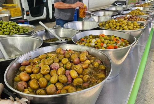 Olive stall at street markets in Barcelona on Saturdays