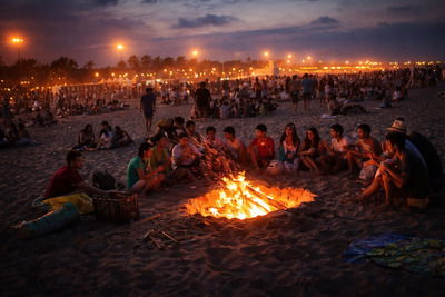 Bonfires during the San Juan festival