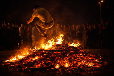Jumping over the bonfire during San Juan