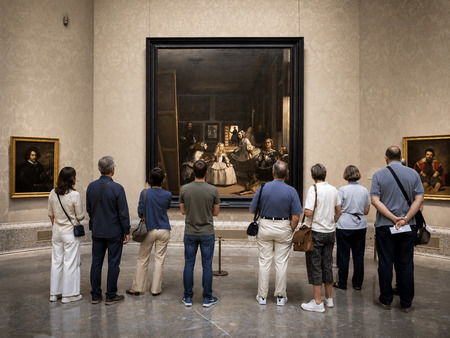 Visitors admiring Diego Velázquez's 'Las Meninas' at the Prado Museum