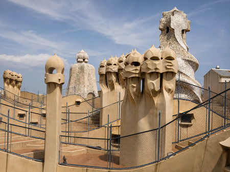 The rooftop of Casa Milà with its extraordinary chimneys